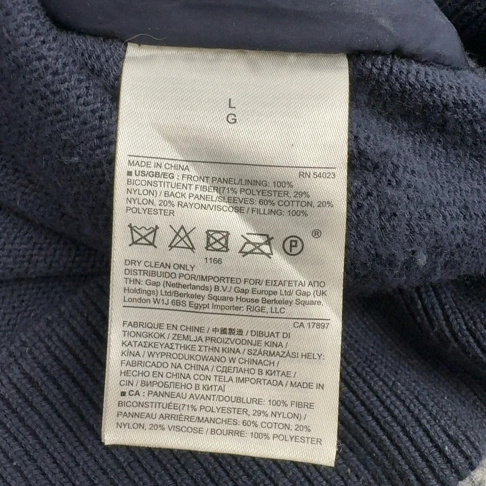 Banana‎ Republic Jacket Mens L Blue Cotton Quilted Hybrid Full Zip Casual